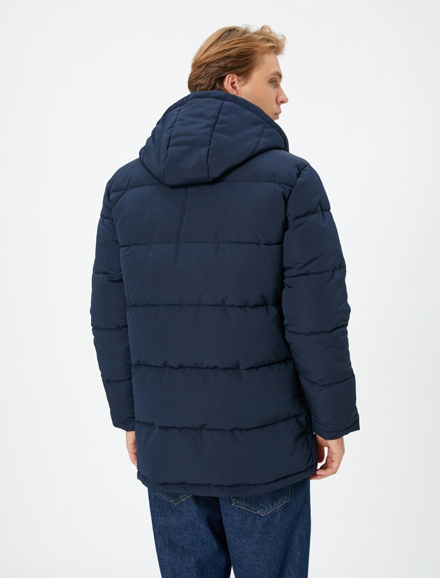   Jachetă Puffer cu Glugă și Fermoar
