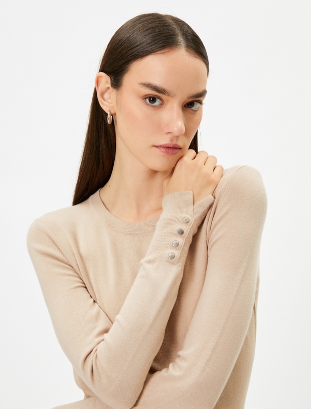   Pulover Tricotat Regular Fit cu Nasturi