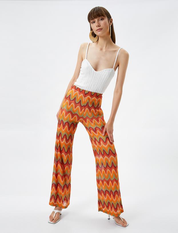   Pantaloni cu Talie înaltă și picior larg, căptuşiţi