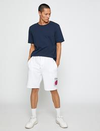 Pantaloni scurți sport basic, cu șnur, buzunar, cu imprimeu oriental