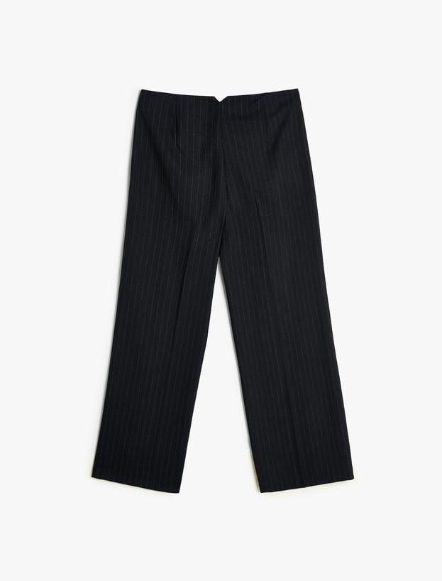   Pantaloni Largi cu Dungi din Viscoză