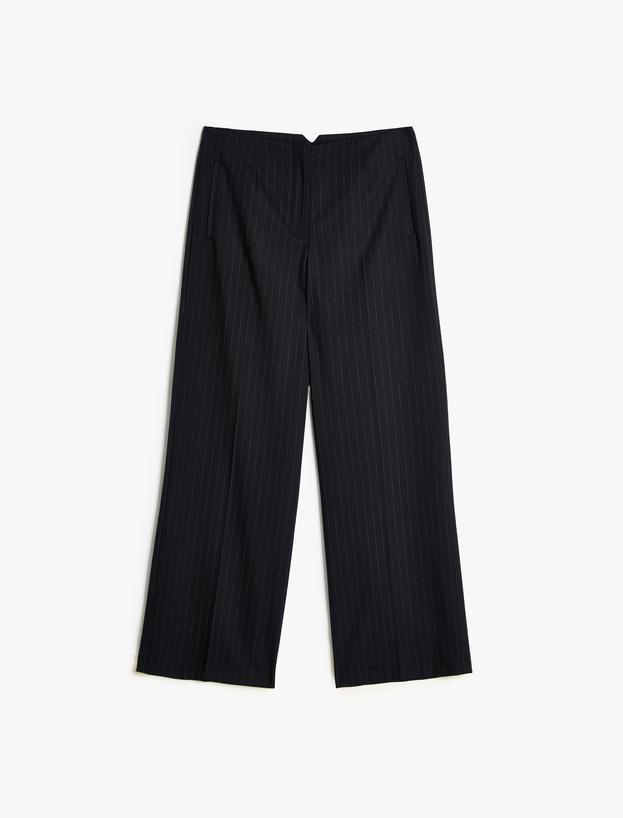   Pantaloni Largi cu Dungi din Viscoză