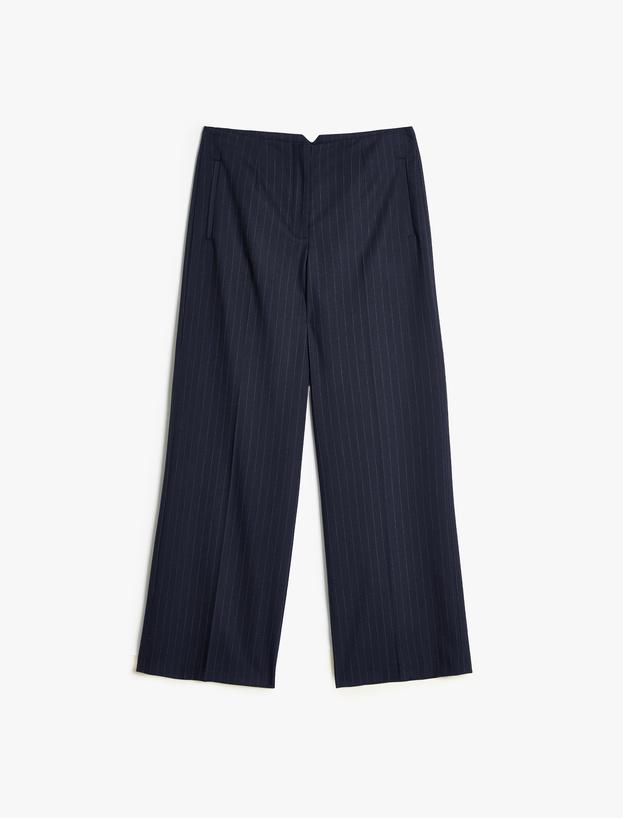  Pantaloni Largi cu Dungi din Viscoză