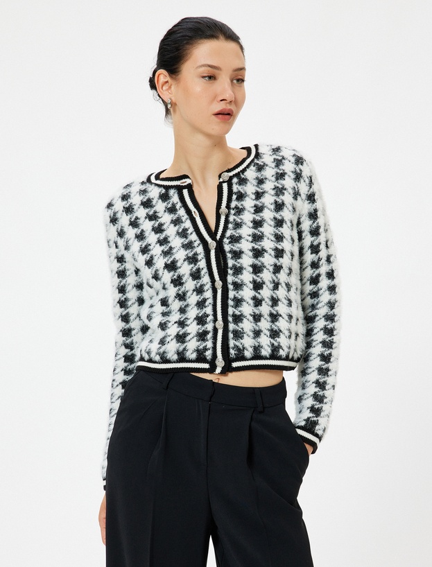   Cardigan cu Model Houndstooth
