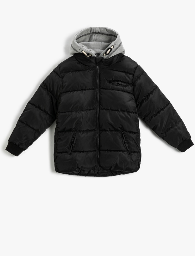 Erkek Çocuk Jachetă Puffer cu Glugă și Fermoar