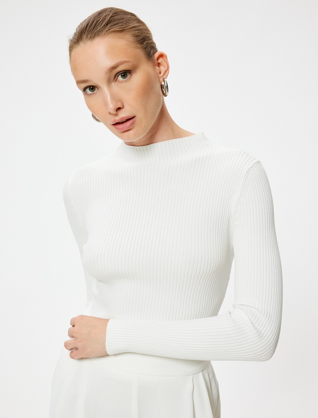   Pulover Basic din Tricot cu Guler Înalt