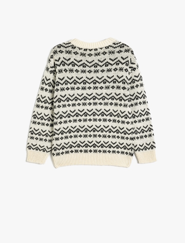  Erkek Çocuk Pulover Tricotat cu Model Geometric