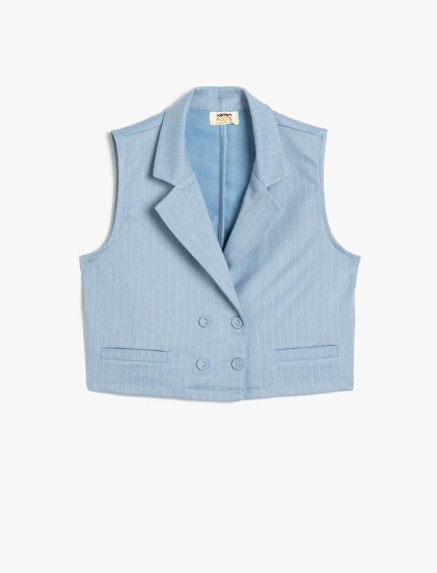 Kız Çocuk Vestă Crop cu Nasturi