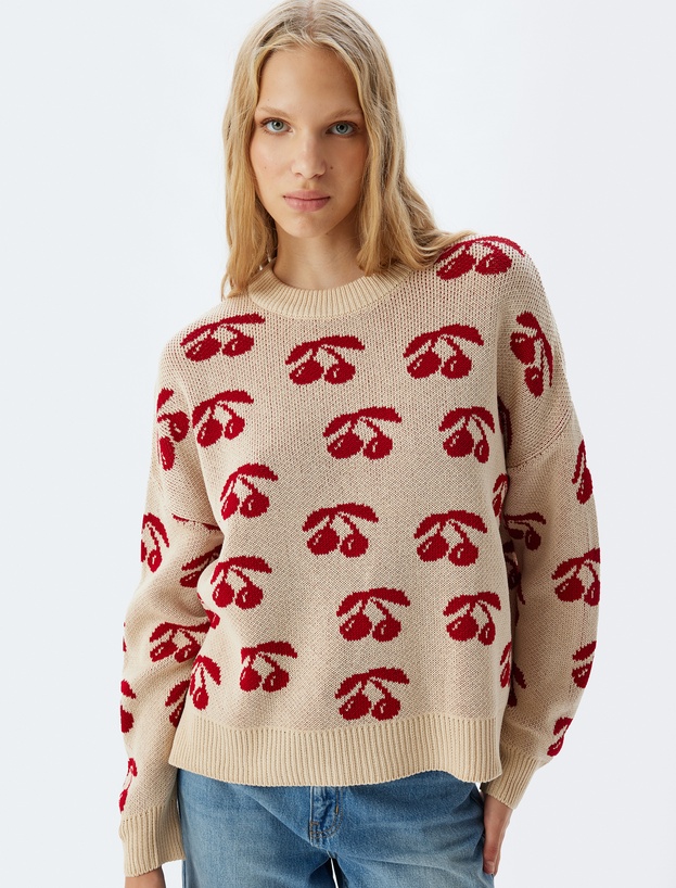   Pulover Oversize cu Model Cireșe